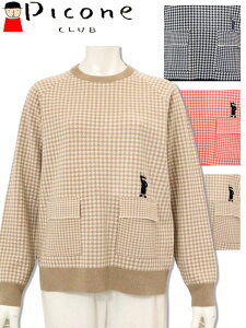 ピッコーネクラブ フロントポケット千鳥柄ニット PICONE CLUB ピッコーネ PICONE ブランド ゴルフウェア レディース 2025秋冬新作 アルチビオ 40代 50代 ミセス ファッション アウトレット【送料無