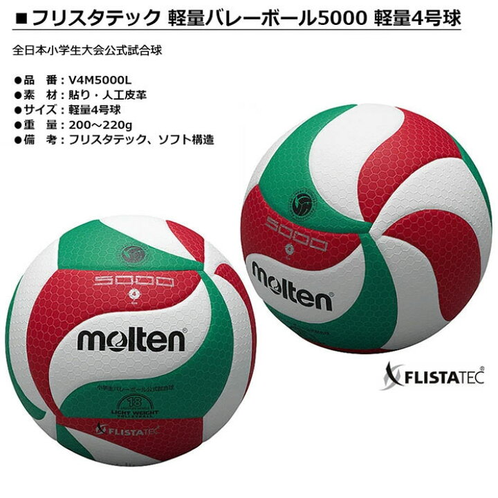 モルテン Moltenバレーボールフリスタテック 軽量バレーボール4号 全日本小学生大会公式試合球 V4M5000L