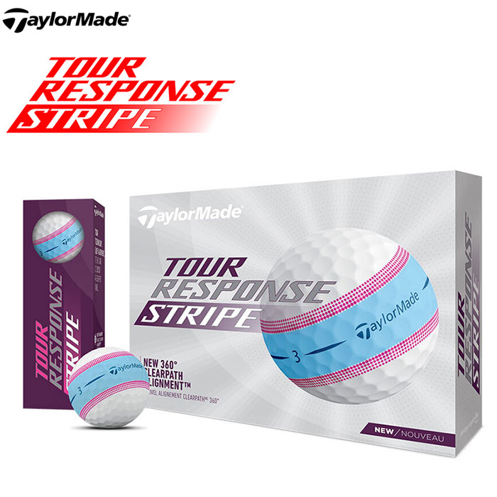 TaylorMade<br>ツアーレスポンス ストライプ ブルー ピンク 日本仕様 <br>ゴルフボール 1ダース（12球）<br>テーラーメイド TOUR RESPONSE STRIPE
