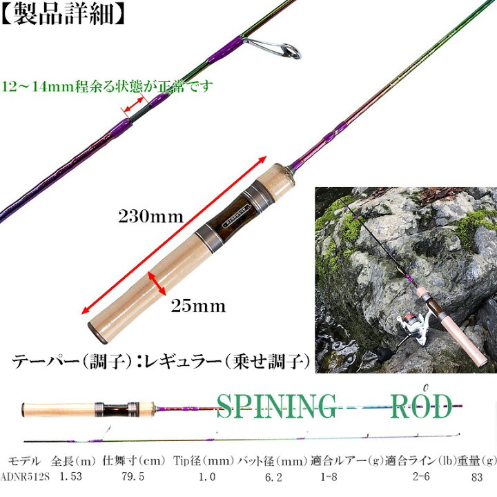 楽天市場 送料無料 あす楽 Rock Nrollなulウルトラライト トラウト用スピニングカーボンルアーロッドadrn512s1 53mg 適合ルアー1 8g ヤマメ イワナ ニジマス 源流 エリアトラウト 釣り具 アマゴ Ss アドバンスワークス Select