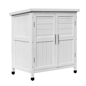 木製物置き収納 マグネット扉 物置 収納庫 シェルフ 天然杉 ガーデンファニチャー 屋外収納 天然木 ウッドストッカー ベランダ 庭 屋外