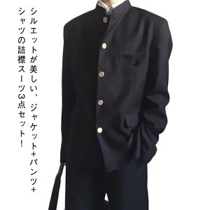 上下セット セット ボーイズ シャツ 詰襟 小さいサイズ 3点セット 制服 詰襟 男の子 コスプレ ズボン 高校 スクール 学ラン 大きいサイズ ジャケット ジュニア 男子 中学生 高校生 入学式 卒