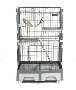 猫 ケージ キャットケージ 2段 猫トイレ付 キャスター付 ハンモック付 猫ゲージ おしゃれ キャットハウス ネコ ハウス 多段 留守番 保護 脱走防止 スチール ペットケージ