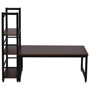 【ブラウン】家具??店☆ ロータイプデスク パソコンデスク 実用な一体分離両用 溢れる天然木の魅力 省スペース 3段シェルフ付 座デスク ミシン台