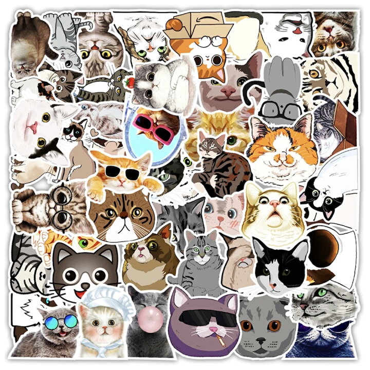 楽天市場】【送料無料】即納 猫ステッカー50枚セット 猫柄 ねんこ柄 