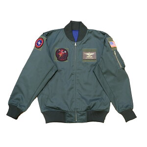 航空自衛隊 フライトジャンパー トップガン マーヴェリック "MAVERICK" 仕様 再現 ワッペン 4種付き リバーシブル ベルクロ付き IRJ005-M ブルゾン オリーブグリーン/ネイビー