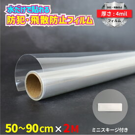 防犯フィルム 50cm（90cm）×2M 窓ガラス 透明ガラス専用 大きなサイズ 透明 防犯グッズ 防犯 飛散防止 台風対策 bluelion