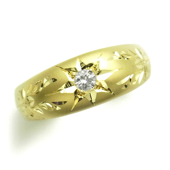 楽天市場】月型甲丸 唐草彫 リング 0.09ct ラウンドブリリアントカット 