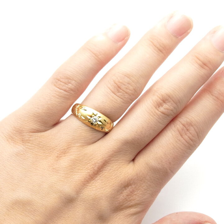 楽天市場】月型甲丸 唐草彫 リング 0.09ct ラウンドブリリアントカット 