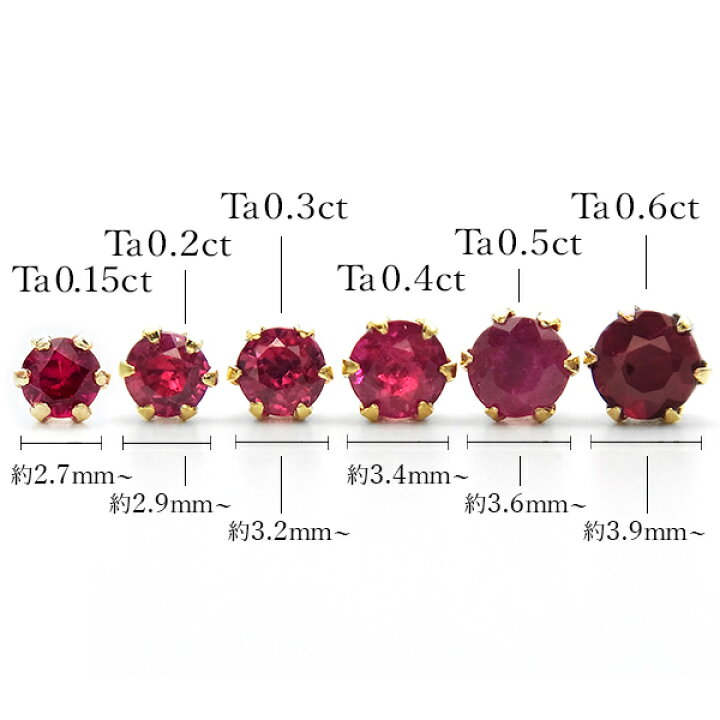 楽天市場】天然ルビー ピアス 0.15〜0.9ct(Total) ラウンドカット 