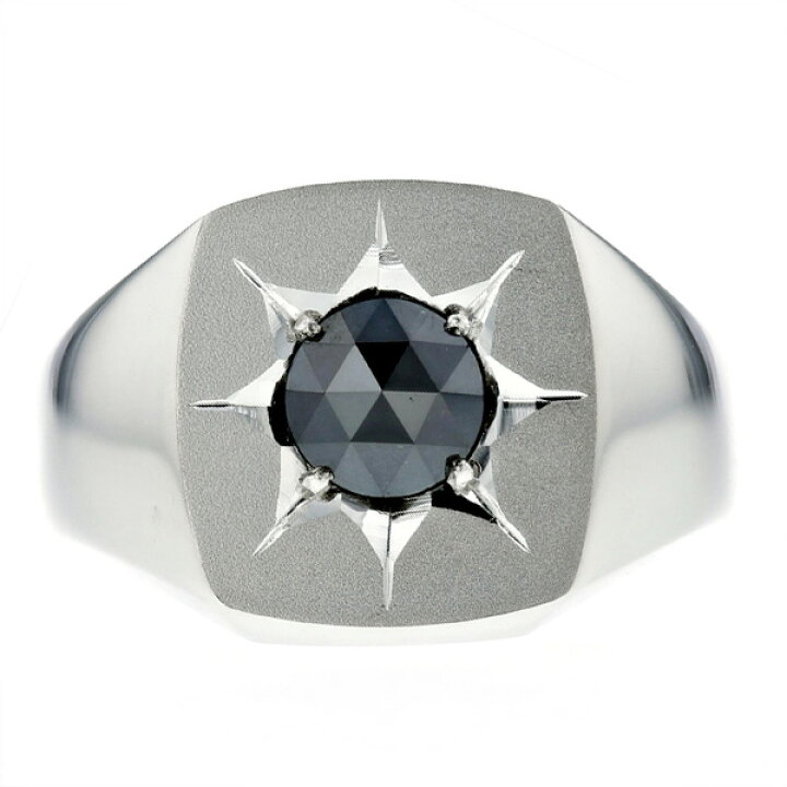 楽天市場】ブラックダイヤモンド 印台 メンズリング 0.898ct ローズ  