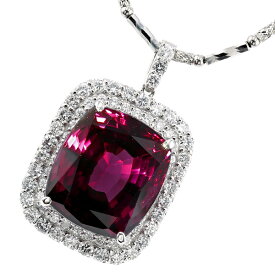 ロードライトガーネット ネックレス 23.13ct クッションミックスカット プラチナ 23ct 23カラット ガーネット 大粒 ダイヤ ダイアモンド ダイア ペンダント Pt Pt950 薔薇柘榴石 色石