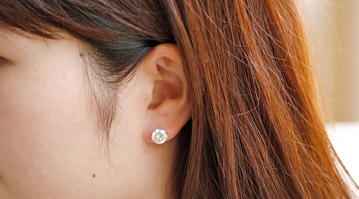 楽天市場】ダイヤモンド ピアス 片耳用 2ct H I2 GOOD プラチナ 一粒 1 