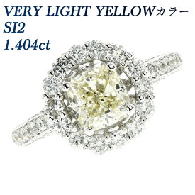 ダイヤモンド リング 1.404ct VERY LIGHT YELLOW SI2 クッション モディファイド ブリリアントカット K18WG 1ct 1カラット K18 ホワイトゴールド ゴールド 大粒 指輪 ダイヤモンドリング ダイヤリング ダイアモンドリング ダイアリング