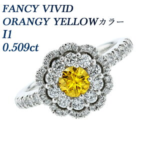 y10OFFz_Ch O 0.509ct FANCY VIVID ORANGY YELLOW I1 v`i Pt900 Pt w 0.5ct 0.5Jbg VR t@V[CG[ IWCG[ _C _CAh _C _Ch