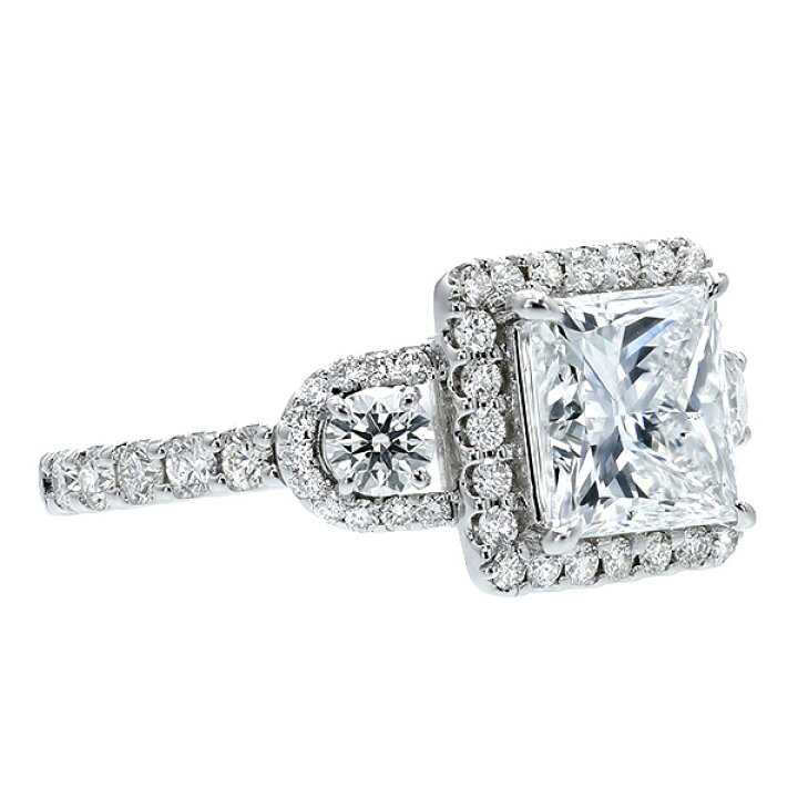 楽天市場】ダイヤモンド リング 3.093ct E SI1 プリンセスカット 脇石  