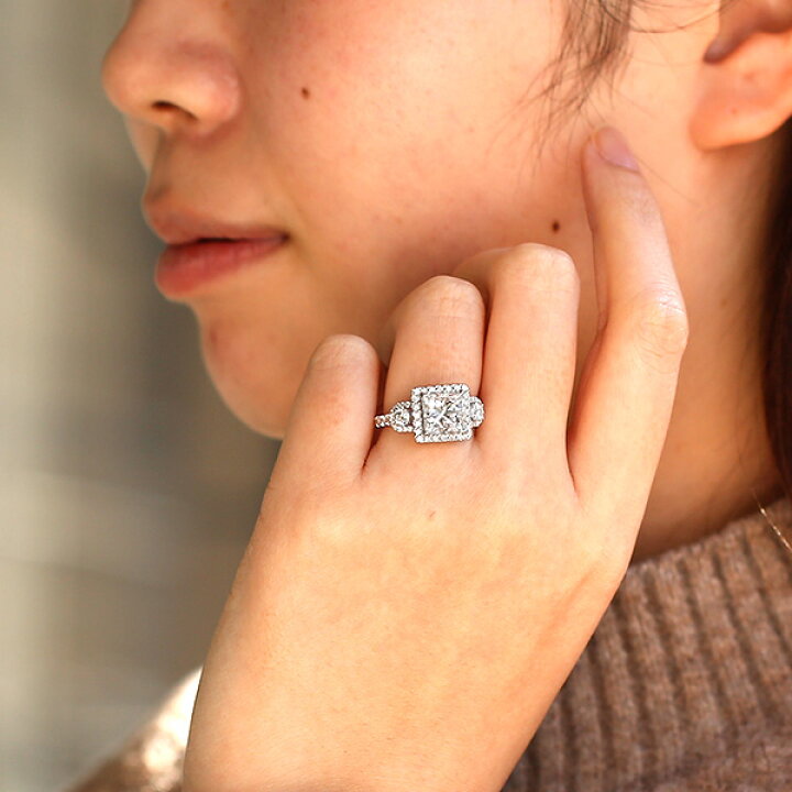 楽天市場】ダイヤモンド リング 3.093ct E SI1 プリンセスカット 脇石 