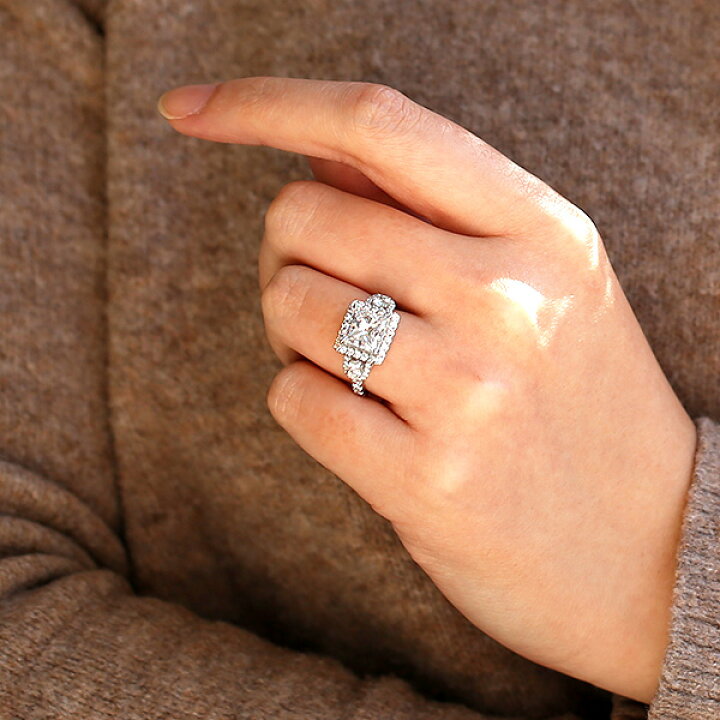 楽天市場】ダイヤモンド リング 3.093ct E SI1 プリンセスカット 脇石  