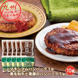 【P3倍★1/15 0:00~1/16 9:59】 マキシマムハンバーグと黒毛和牛と黒豚のハンバーグ 110g×10個(マキシマムハンバーグ×5個、黒毛和牛と黒豚のハンバーグ×5個)　中村食肉