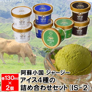 阿蘇小国 ジャージー アイス 4種の詰め合わせセット IS-2 アイス(バニラ・抹茶・チョコ・ミルク)各130ml×2