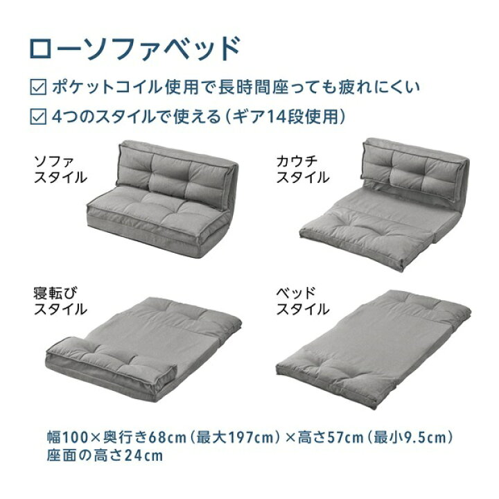 楽天市場】ソファベッド トップバリュ ホームコーディ ローソファ 