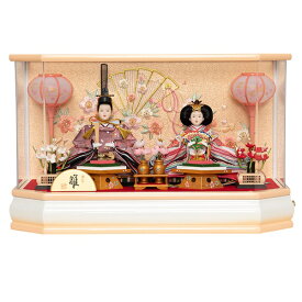 【ポイント3倍！】福仙 親王ケース飾り　「ひまり」 4532365233053 ひな人形 雛人形 節句　節句人形　淡い紫　桃色　紅白梅　扇　桜　白　オルゴール付き　アクリルケース　春　かわいい