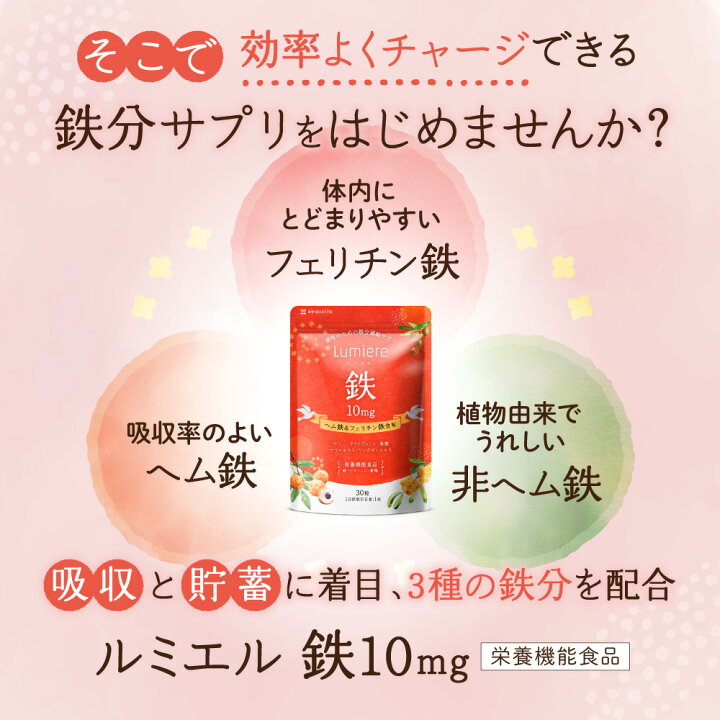 楽天市場】鉄分 サプリ 『 ルミエル 鉄 』 鉄 10mg フェリチン鉄 ヘム 