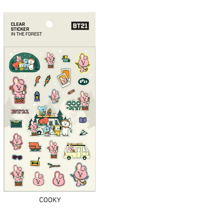 楽天市場 Bt21 Clear Sticker In The Forest 送料無料 クリアステッカーインザフォレスト Bts公式グッズ ステッカー シール バンタン 韓国 人気 かわいい ベイビーシリーズ 防弾少年団 最安値 デコステッカー K Pop Tata Chimmy Cooky Rj Shooky Koya Mang 正規品