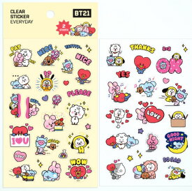 BT21 Clear Sticker Everyday【送料無料】クリアステッカーエブリデイ BTS公式グッズ ステッカー シール バンタン 韓国 人気 かわいい シール スマホデコ ダイアリーデコ 防弾少年団 最安値 デコステッカー K-POP TATA CHIMMY COOKY RJ 正規品 プレゼント デコ ステッカー