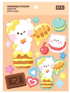 BT21 Removable Sticker Sweetie�y���������zBTS�����O�b�Y �����[�o�[�u���X�e�b�J�[�X�E�B�[�e�B �X�e�b�J�[ �V�[�� �f�R���[�V���� �f�R�X�e�b�J�[ �X�}�z�f�R �Ղ��c��Ȃ� �G�A�|�b�Y�f�R �_�C