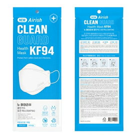 【60枚】Airish Clean Guard KF-94【送料無料】エアリッシュ New Airish kf94マスク 60枚 ホワイト kf94 マスク 正規販売店 国内配送 韓国製 個別包装 韓国マスク 4層 立体 3D エアリッシュプラス 韓流マスク 口紅がつきにくい 口紅につかない KF94 不織布