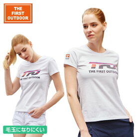 【エントリーでP3倍+お得なクーポン】 ＼アウトレット／ ホワイト ロゴ 白 半袖 Tシャツ TFO-613755 レディース S〜XL 透湿 UVカット 柔らか生地 丈夫 アウトドア キャンプウェア 普段着 ゴルフ ウェア プレゼント The First Outdoor 公式 アエトニクス