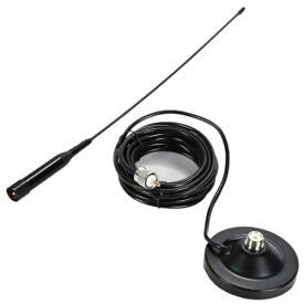 モービルアンテナ 3点セット 強力マグネット基台 同軸ケーブル 5m セット 144/430MHz アマチュア無線 車載 (ソフト)