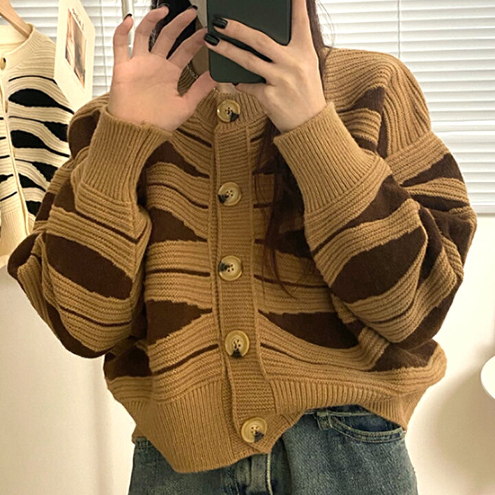 楽天市場】ツートンニットカーディガン レディース トップス 長袖 秋服  