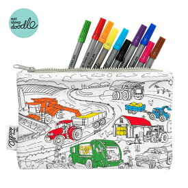 【選べる無料ギフトシール♪】正規品 eatsleepdoodle　working wheels pencilcase MOVPEN ウォッシュペン ペンシルケース 塗り絵 サスティナブル キッズ プレゼント