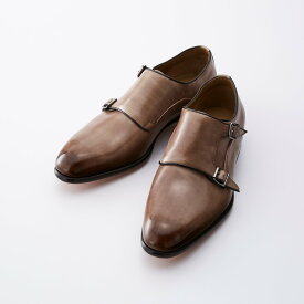 ビジネスシューズ メンズ ダブルモンクストラップ カフェブラウン 革靴 紳士靴 カジュアル 本革 大きいサイズ イタリア製