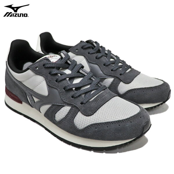 ミズノ スニーカー メンズ レディース ランニングシューズ ライトグレー×グレー×エンジ MIZUNO ML87