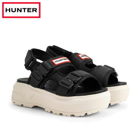 ハンター サンダル レディース スポーツサンダル ストラップ ブラック クリーム 黒 白 厚底 Hunter U CITY REBEL NEO&LEATHER BUCKLE STRAP UFD3109LEA-BLV