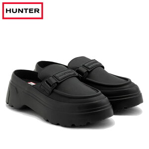 �n���^�[ �T���_�� ���f�B�[�X ���[�t�@�[ �~���[�� �u���b�N �ϐ������U�[ ���� �y�� Hunter REFINED EXPLORER FLATFORM LOAFER MULE WFF3103LEA-BLK
