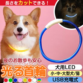 首輪 犬 光る ペット LEDライト 猫 USB充電式 小型犬 中型犬 大型犬 ペット用品 犬用首輪 ドッググッズ 安全