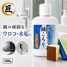 【掃除のプロ愛用】鏡 ウロコ取り 鱗ころり 125g 水垢取り 水垢落とし 水垢クリーナー 浴室 鏡 お風呂 水アカ ウロコ落とし 鏡掃除 ガラス 水栓 ステンレス 鱗状痕 研磨剤 日本製 3種の付属品付き