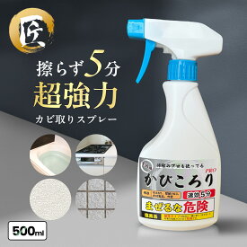 5分で黒カビ除去 カビ取りスプレー かびころり 500ml 強力 プロ仕様 カビ取り剤 業務用 お風呂 ゴムパッキン 目地 壁紙 浴室 浴槽 キッチン コーキング 木材 外壁 根深いカビ 日本製 ハウスクリーニング仕様 送料無料