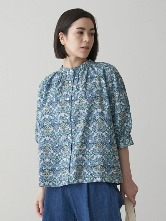 楽天市場】【SALE／40%OFF】バンドカラーブラウス/リバティプリント 
