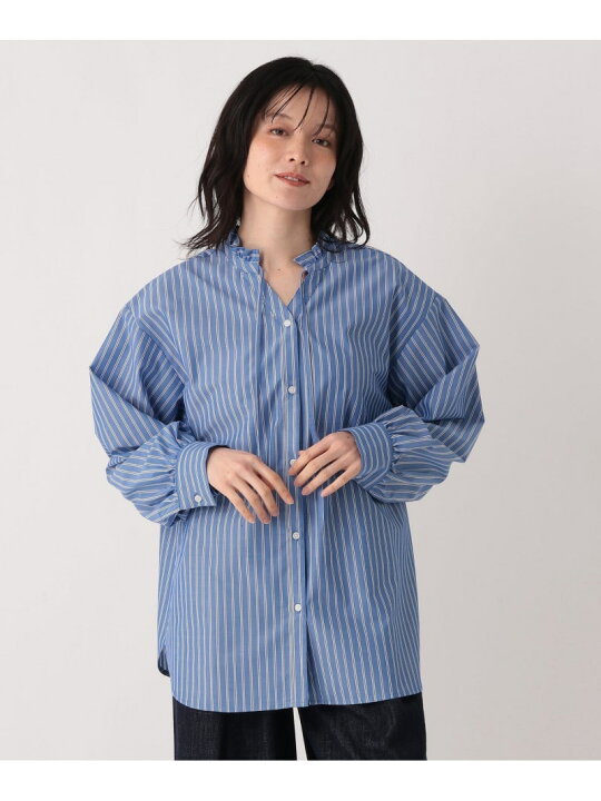 楽天市場】【SALE／28%OFF】ストライプブロード襟フリルブラウス 
