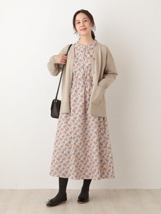 楽天市場】【SALE／51%OFF】ノーカラーワンピース/リバティプリント 