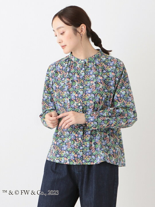 楽天市場】【SALE／40%OFF】バンドカラーブラウス/リバティプリント 