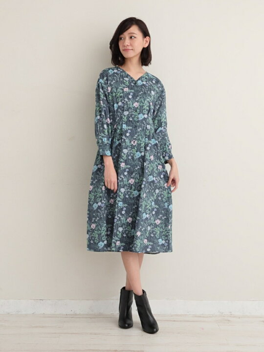 楽天市場】【SALE／30%OFF】リバティプリント/Vネックワンピース  