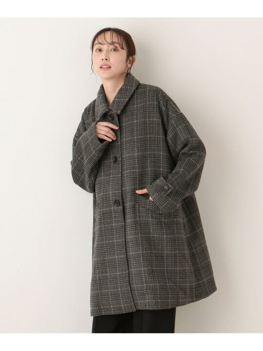 楽天市場】【SALE／40%OFF】チェック柄シャギーステンカラーコート 