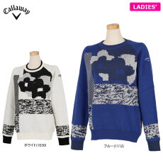 【最短当日出荷】キャロウェイ レディース 花柄 ジャカード アシンメトリーデザイン 長袖 クルーネック セーター C22218207 ゴルフウェア [秋冬モデル 68％OFF] 特価