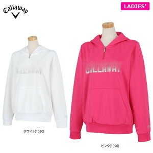 【人気の秋冬ウェアP10倍!】10/27 9:59まで 】【50%OFF】 キャロウェイ レディース メタリックロゴプリント ダンボールスウェット 長袖 ハーフジップ パーカー C24217200 ゴルフウェア [2024年秋